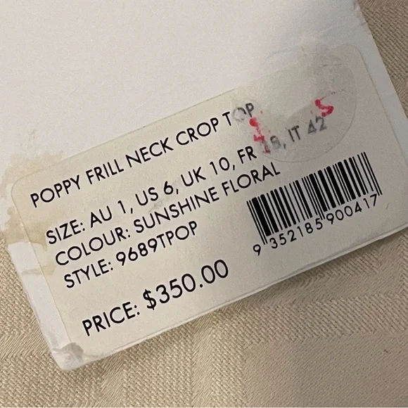 ZIMMERMAN LINEN CROP TOP SIZE AU 1 / US 6 NWT - Picture 9 of 9